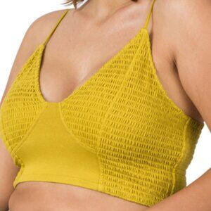 PLUS SMOCKED TRIANGLE BRALETTE